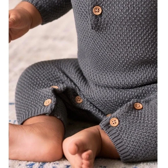 Gerber Baby Boys Charcoal gray sweater Knit Coverall, Cardigan, & Hat Set, 3-6M - Picture 4 of 15